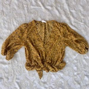 yellow floral crop top